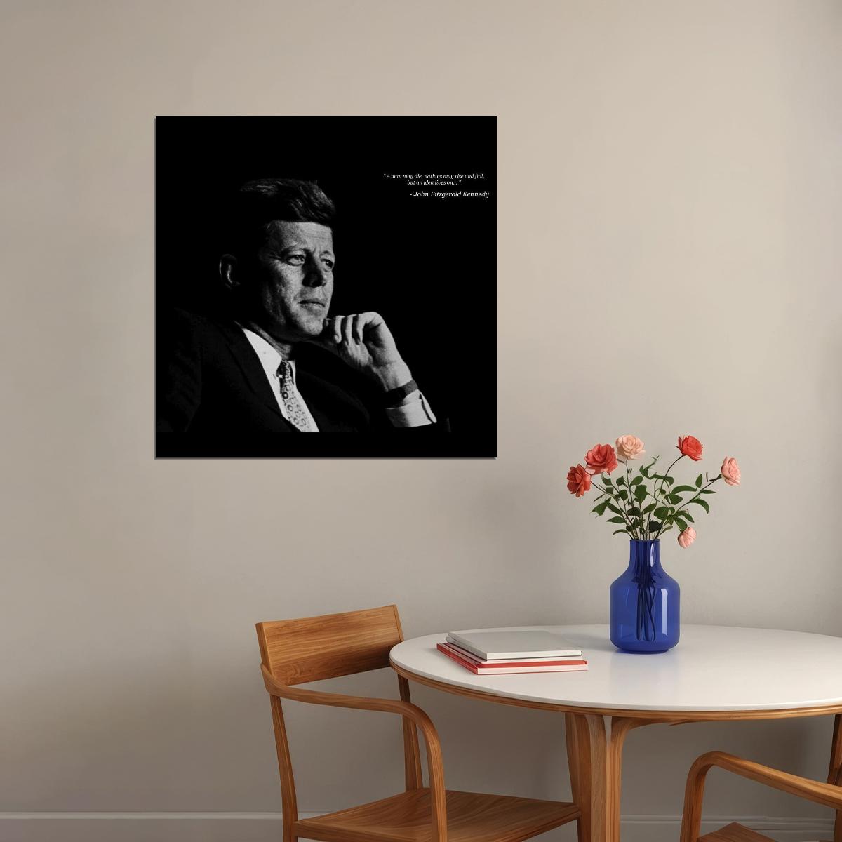 John F. Kennedy Quote Poster American President Historical Celebrity 1960s Retro Wall Art