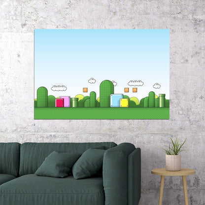 Super Mario Nintendo Video Game Poster Retro Gamer Wall Art