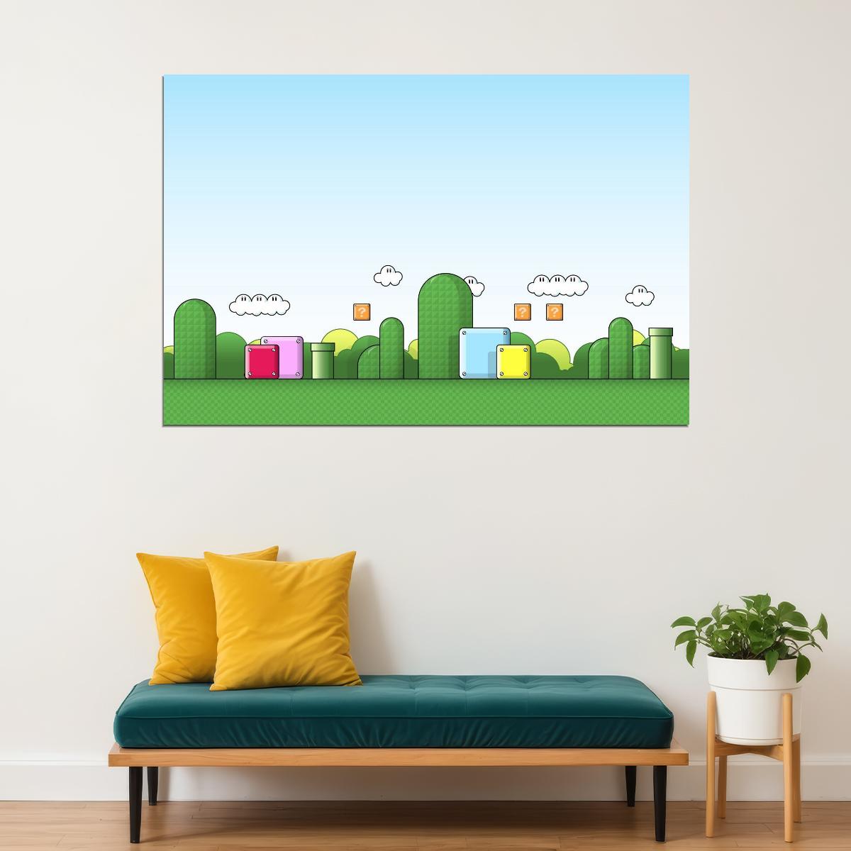 Super Mario Nintendo Video Game Poster Retro Gamer Wall Art