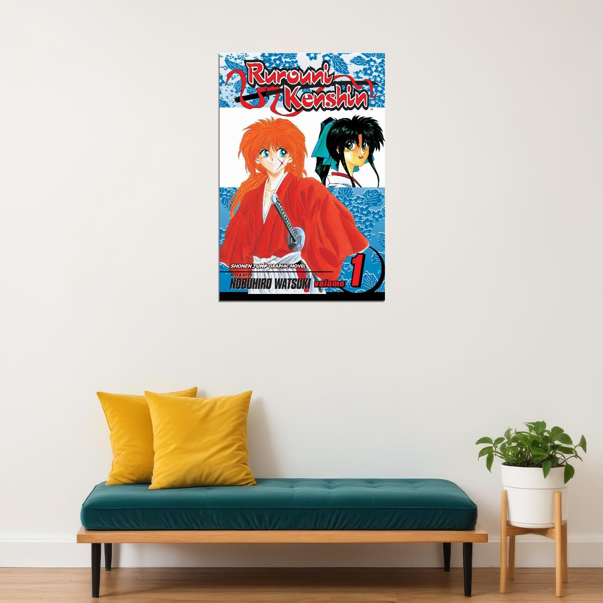Rurouni Kenshin Anime Poster Japanese Manga Art Samurai Wall Art - xonomax