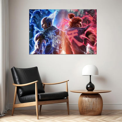 Tekken Heihachi Akuma Character Poster Fighting Video Game Wall Art