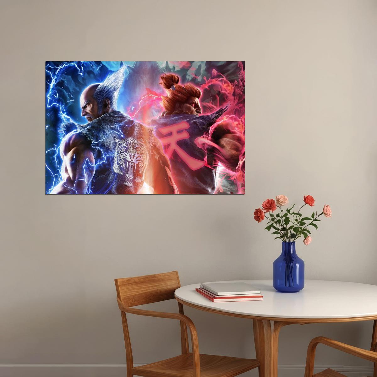 Tekken Heihachi Akuma Character Poster Fighting Video Game Wall Art