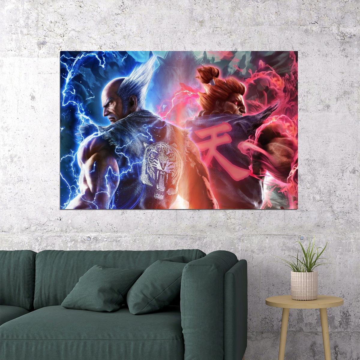 Tekken Heihachi Akuma Character Poster Fighting Video Game Wall Art