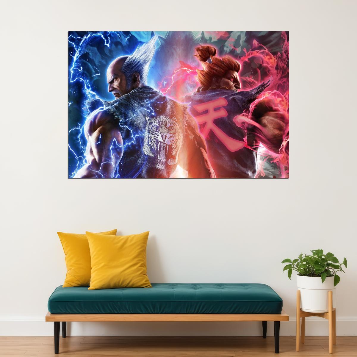 Tekken Heihachi Akuma Character Poster Fighting Video Game Wall Art