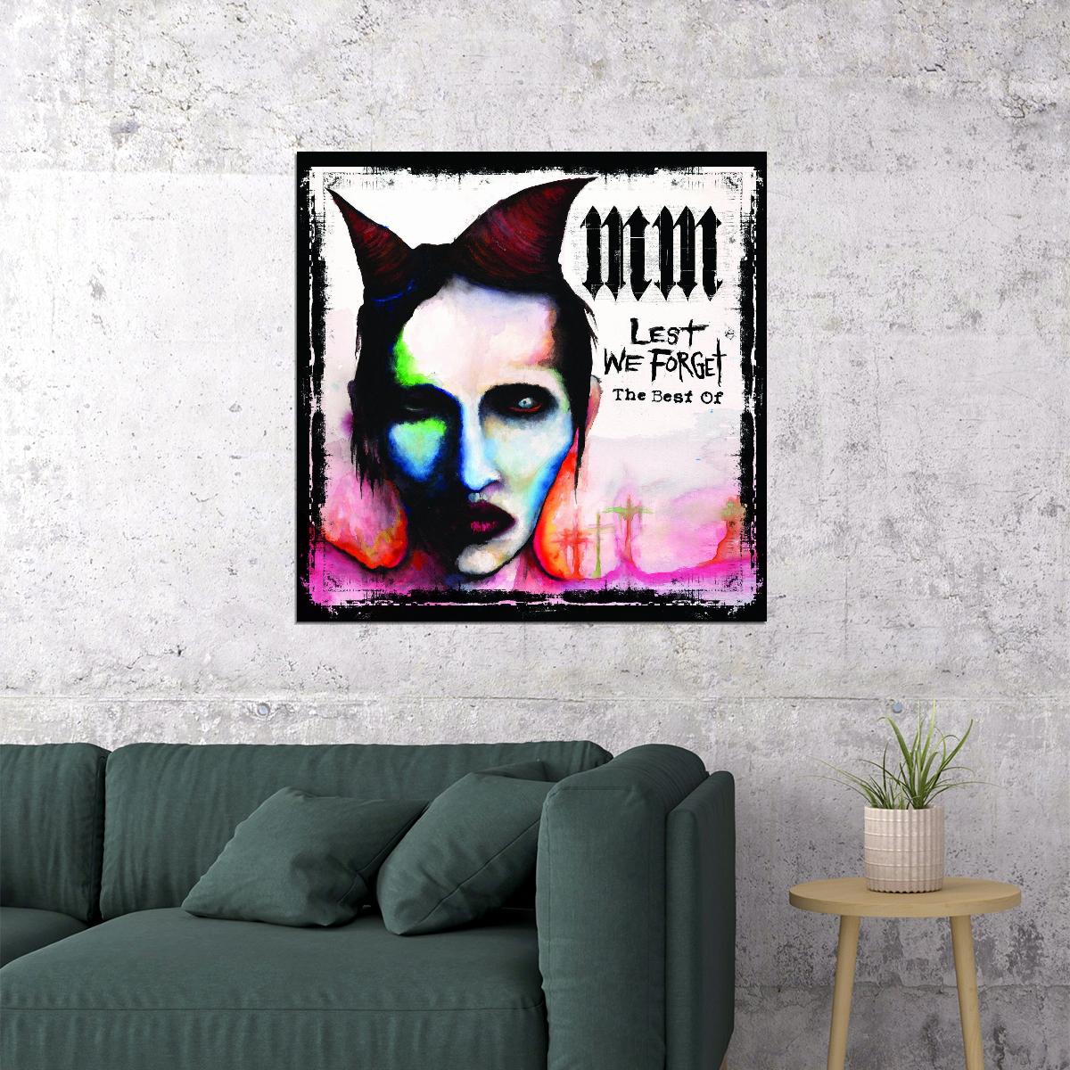 Marilyn Manson Lest We Forget Album Cover Art Music Poster Rock Icon Wall Print - xonomax