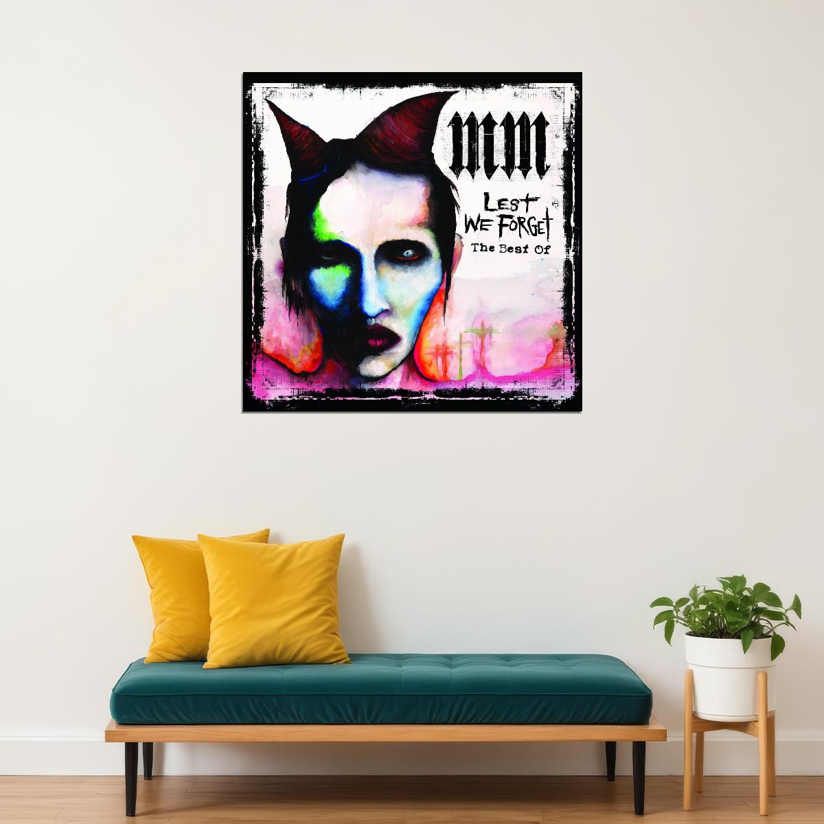 Marilyn Manson Lest We Forget Album Cover Art Music Poster Rock Icon Wall Print - xonomax