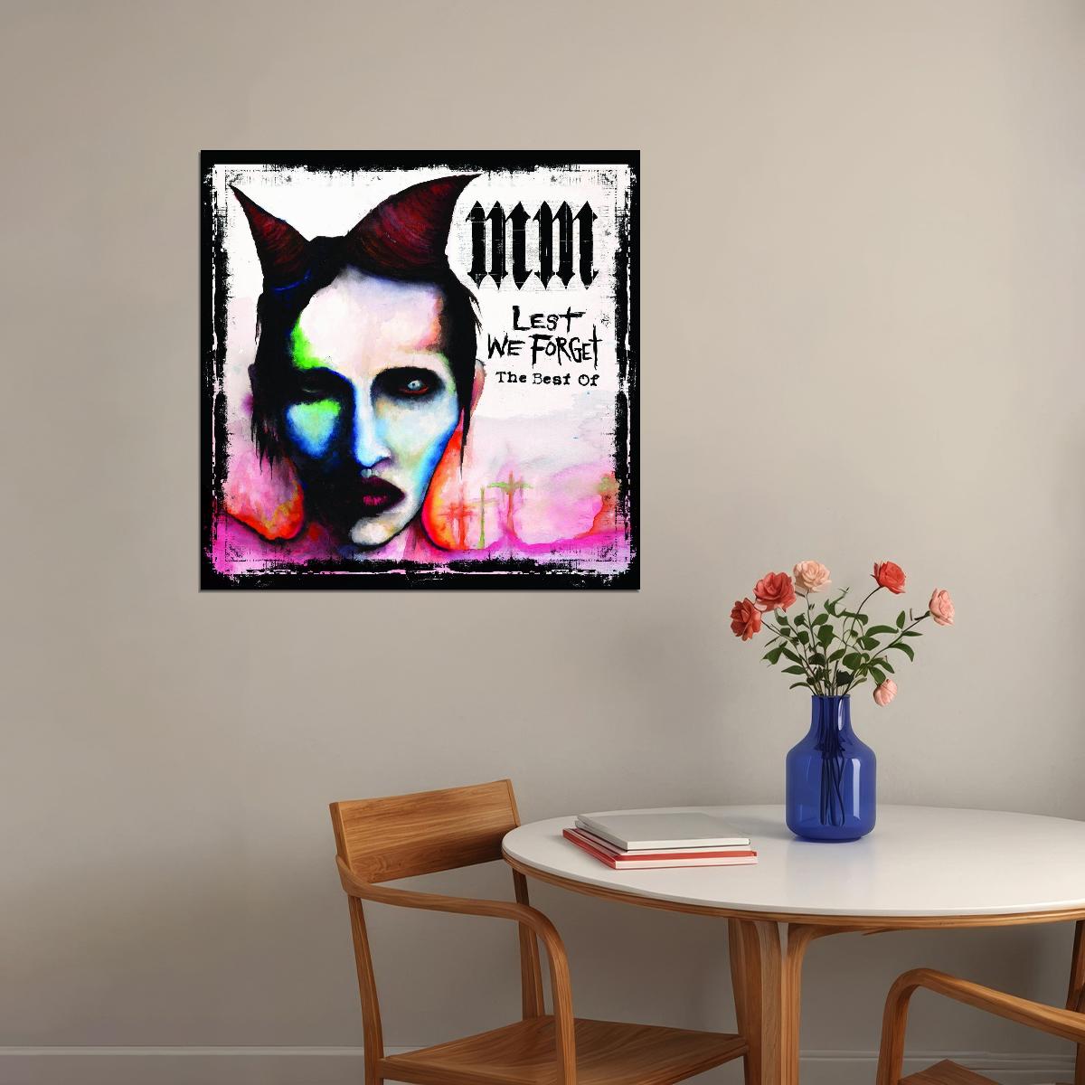 Marilyn Manson Lest We Forget Album Cover Art Music Poster Rock Icon Wall Print - xonomax