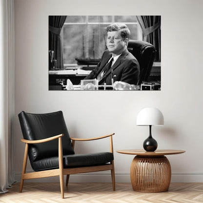John F. Kennedy Poster American President Historical Celebrity 1960s Retro Wall Art
