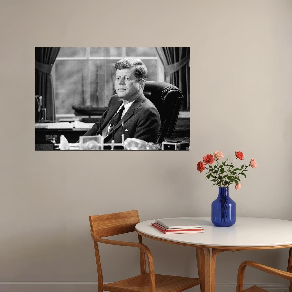 John F. Kennedy Poster American President Historical Celebrity 1960s Retro Wall Art