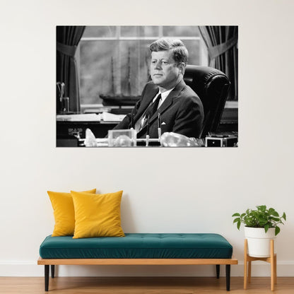 John F. Kennedy Poster American President Historical Celebrity 1960s Retro Wall Art