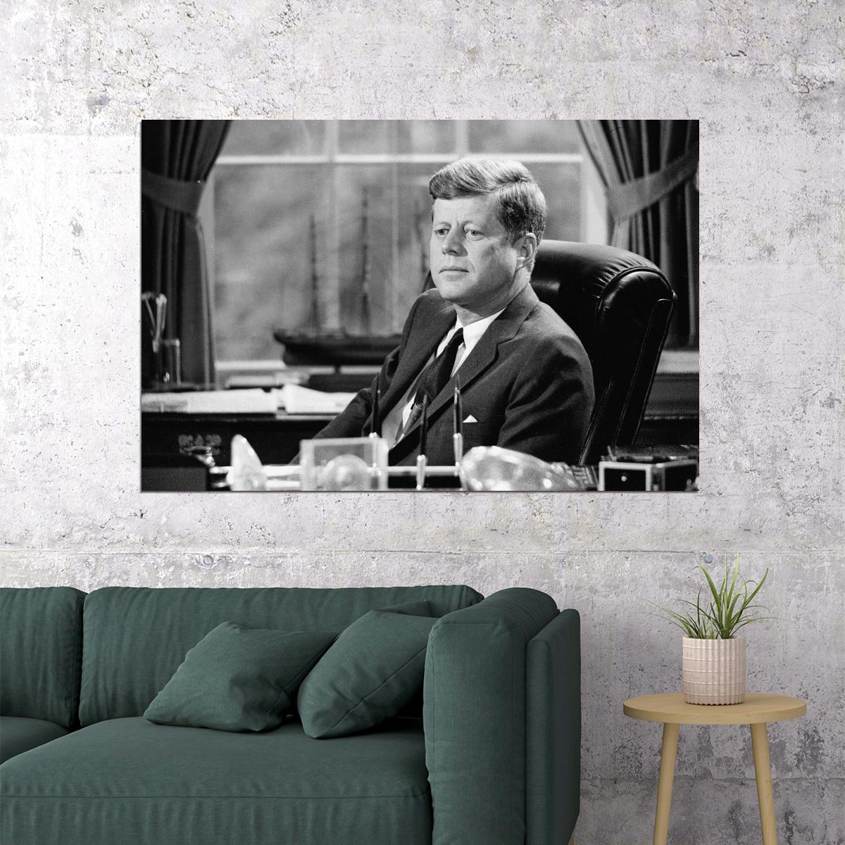 John F. Kennedy Poster American President Historical Celebrity 1960s Retro Wall Art