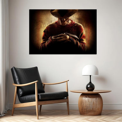 Nightmare On Elm St Freddy Krueger Movie Poster Classic Horror Film Wall Art