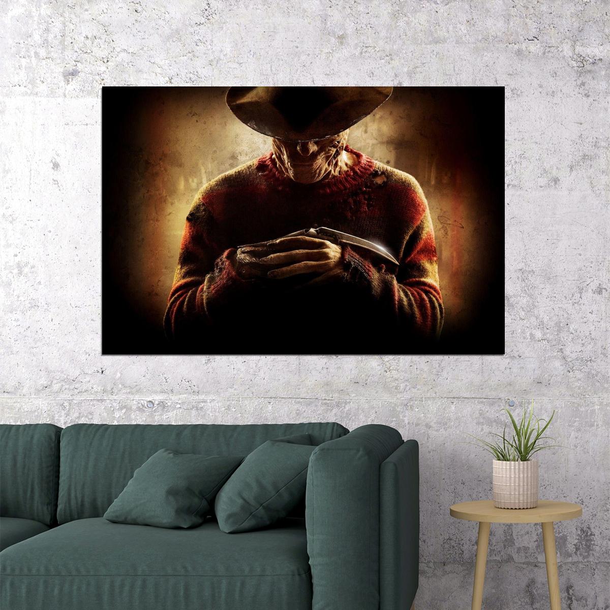 Nightmare On Elm St Freddy Krueger Movie Poster Classic Horror Film Wall Art