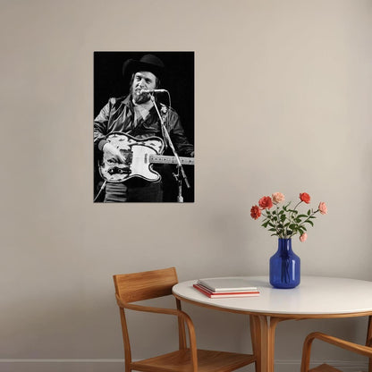 Waylon Jennings Playing The Guitar Poster Wall Art Print Home Wall Decor - xonomax