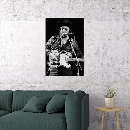 Waylon Jennings Playing The Guitar Poster Wall Art Print Home Wall Decor - xonomax