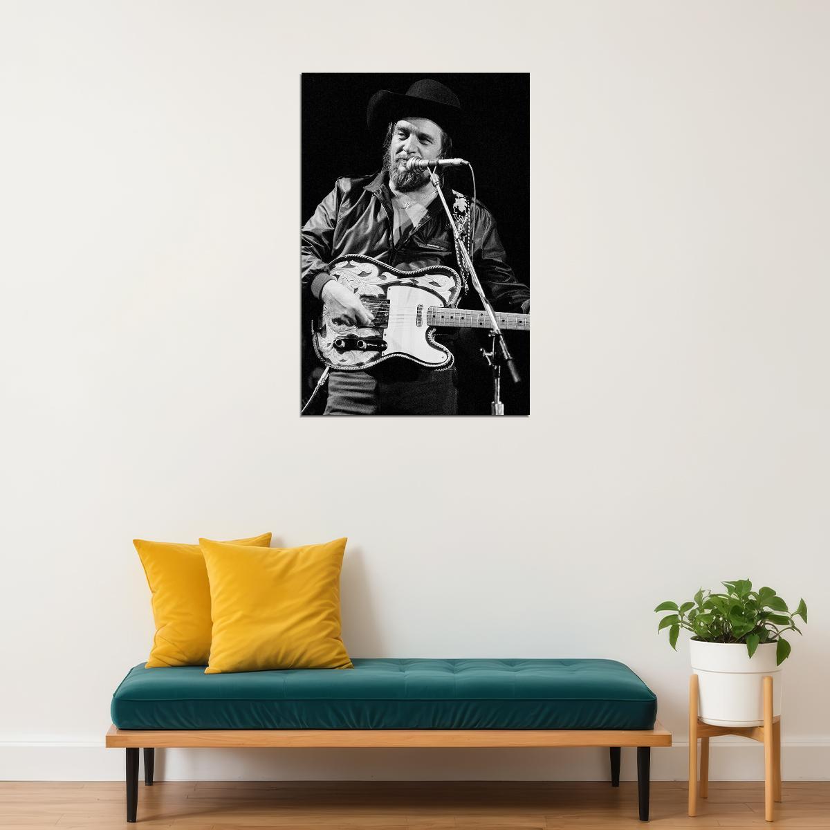 Waylon Jennings Playing The Guitar Poster Wall Art Print Home Wall Decor - xonomax