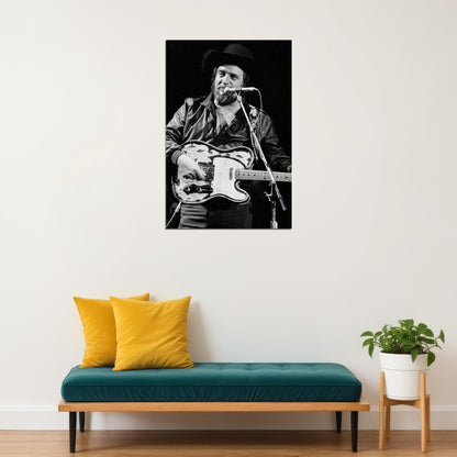 Waylon Jennings Playing The Guitar Poster Wall Art Print Home Wall Decor - xonomax