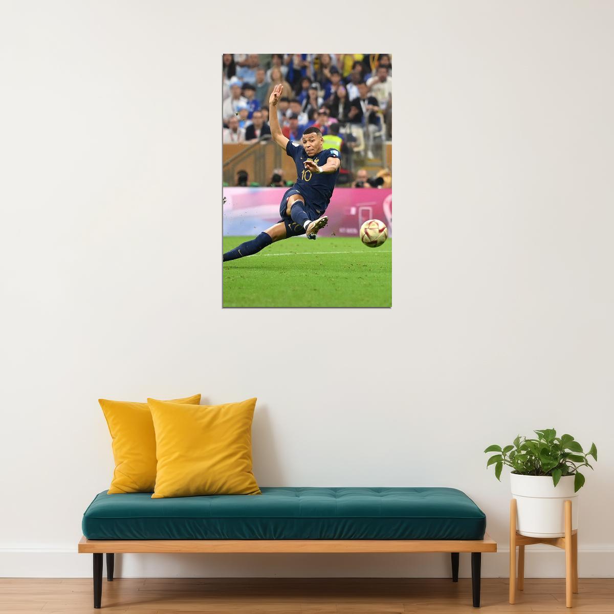 Mbappe Shooting On Goal Football Final France World Soccer Fans Poster Wall Art Print Home Wall Decor