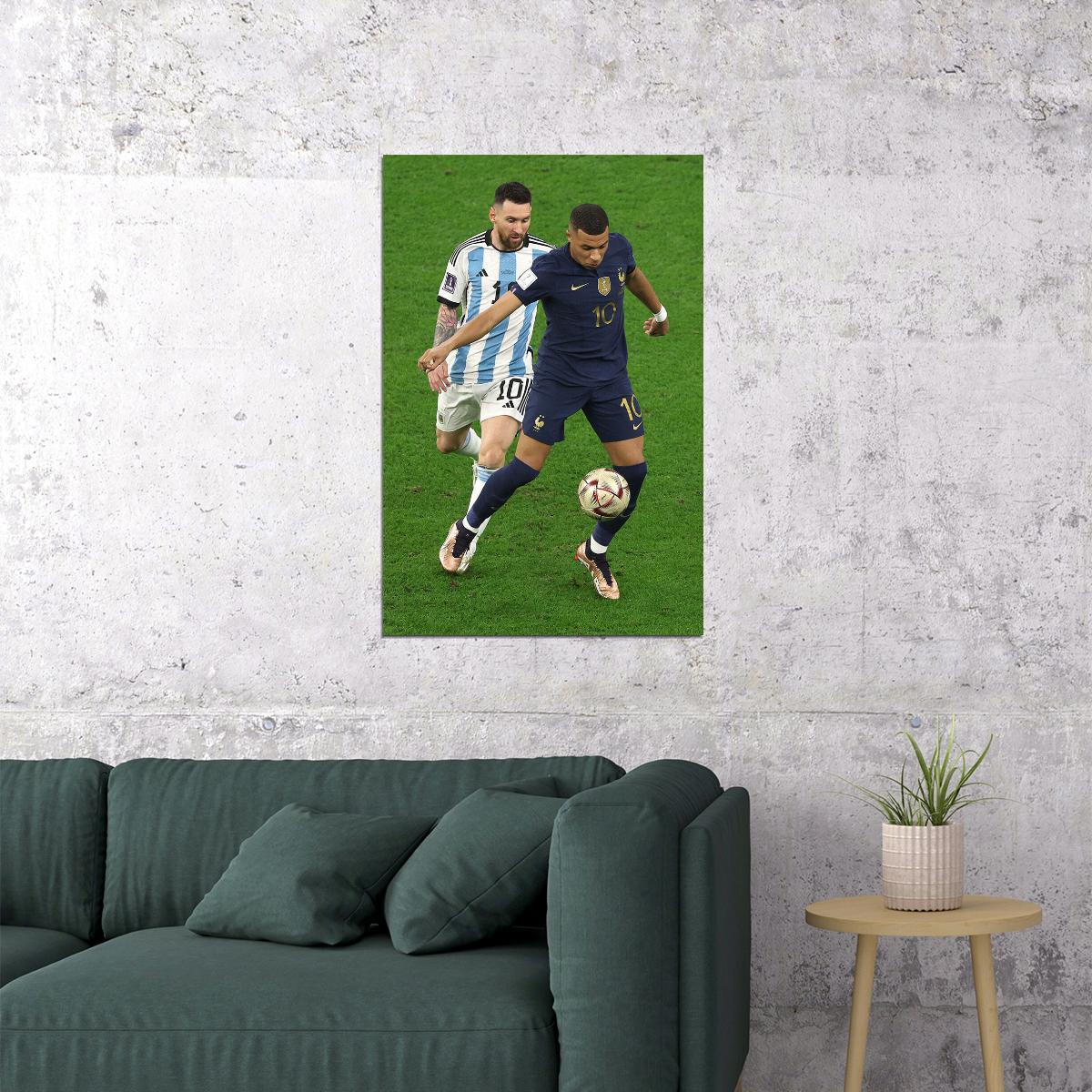 Messi Mbappe Football Final 2022 Best World Soccer Players Poster Wall Art Print Home Wall Decor