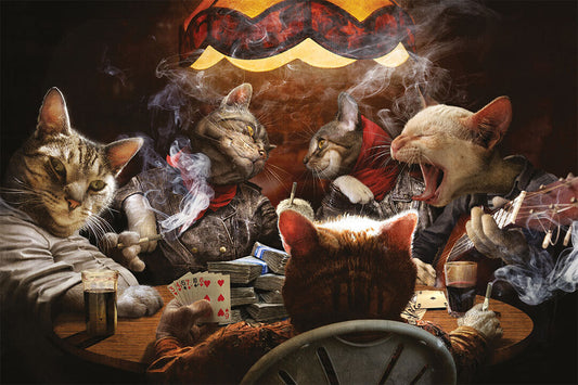 Cats Playing Poker Comedy Animals Picture Poster Wall Art Print Home Wall Decor