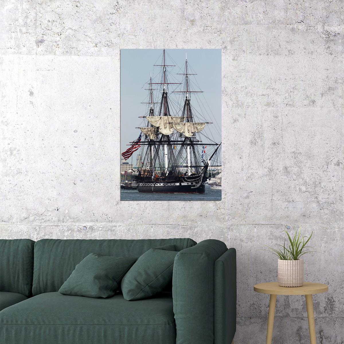 Uss Constitution In Harbor Frigate Poster Wall Art Print Home Wall Decor