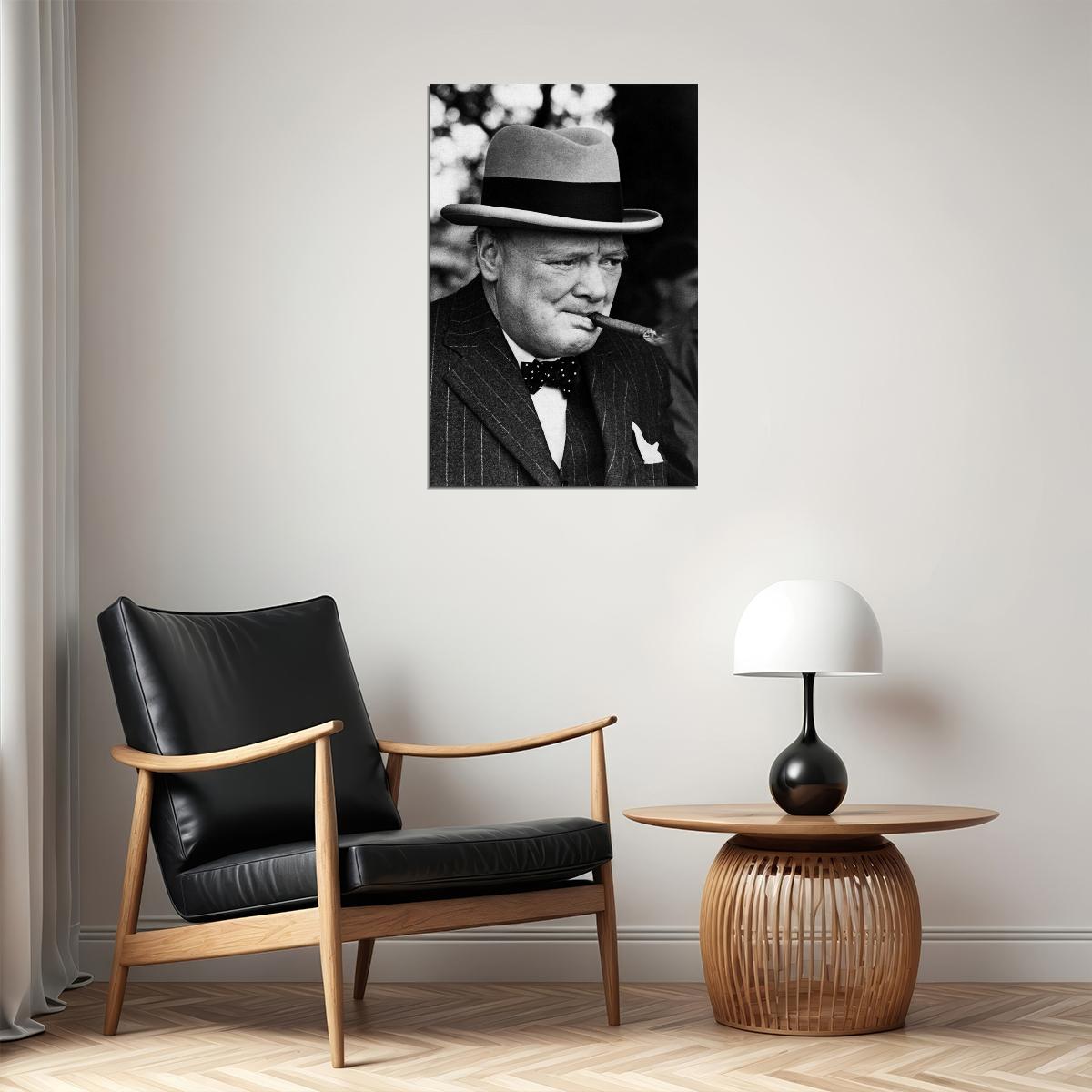 Winston Churchill Smoking Cigar Honorary Citizen Poster Wall Art Print Home Wall Decor