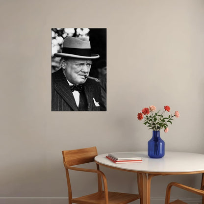 Winston Churchill Smoking Cigar Honorary Citizen Poster Wall Art Print Home Wall Decor