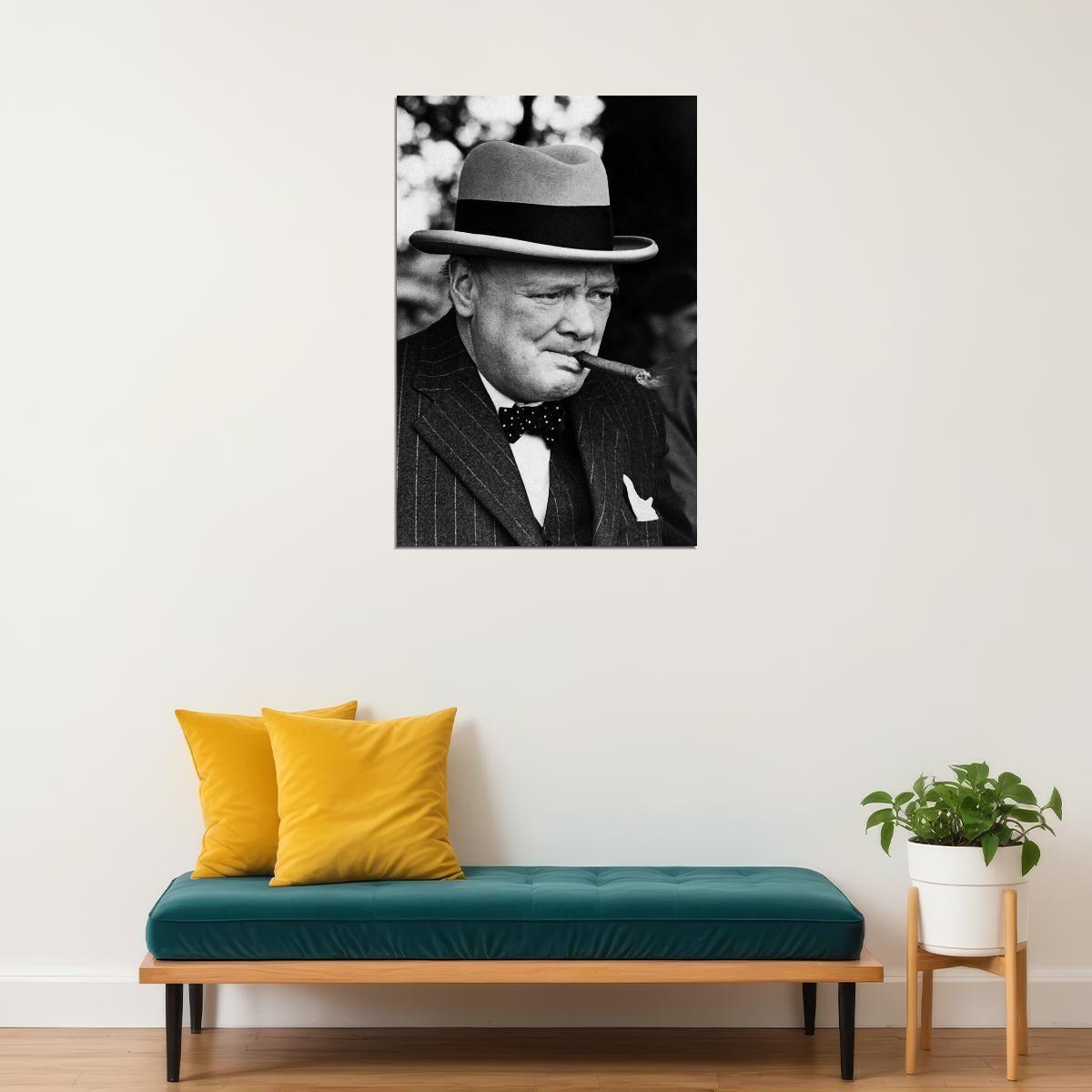 Winston Churchill Smoking Cigar Honorary Citizen Poster Wall Art Print Home Wall Decor