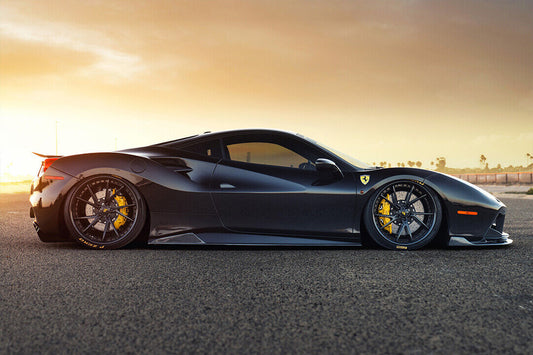 Black Ferrari 488 Gtb Sports Car Gravel Road Poster Wall Art Print Home Wall Decor