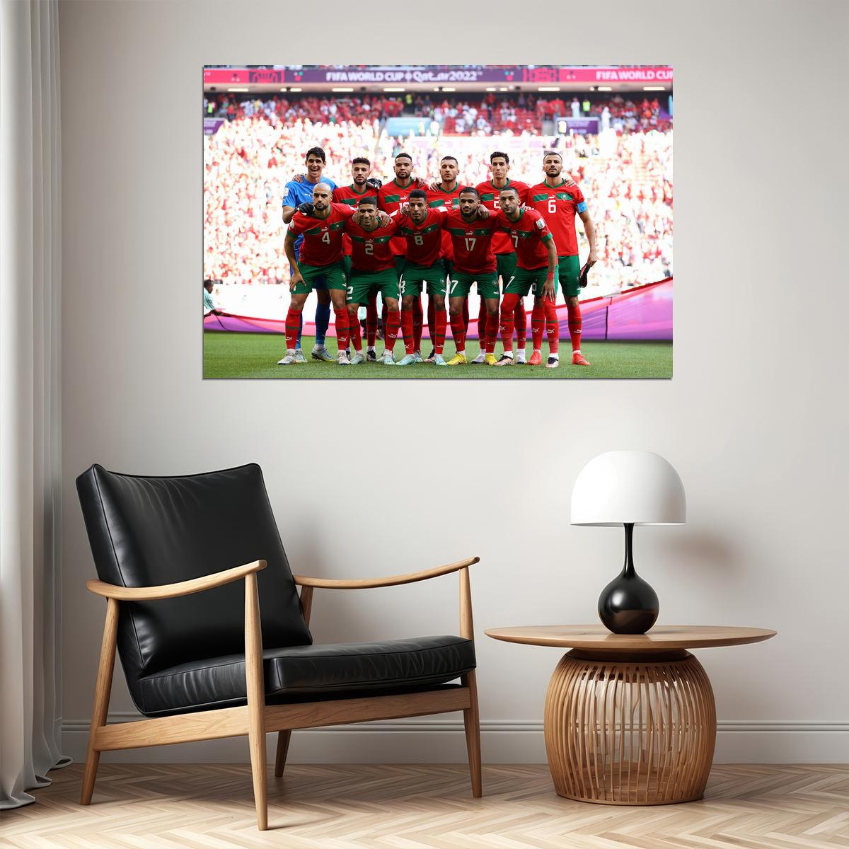 Morocco National Football Team World Soccer Fans 2022 Poster Wall Art Print Home Wall Decor - xonomax