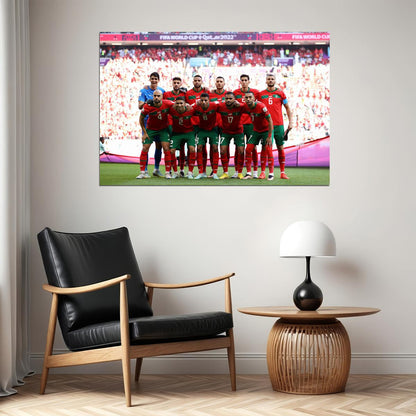 Morocco National Football Team World Soccer Fans 2022 Poster Wall Art Print Home Wall Decor - xonomax