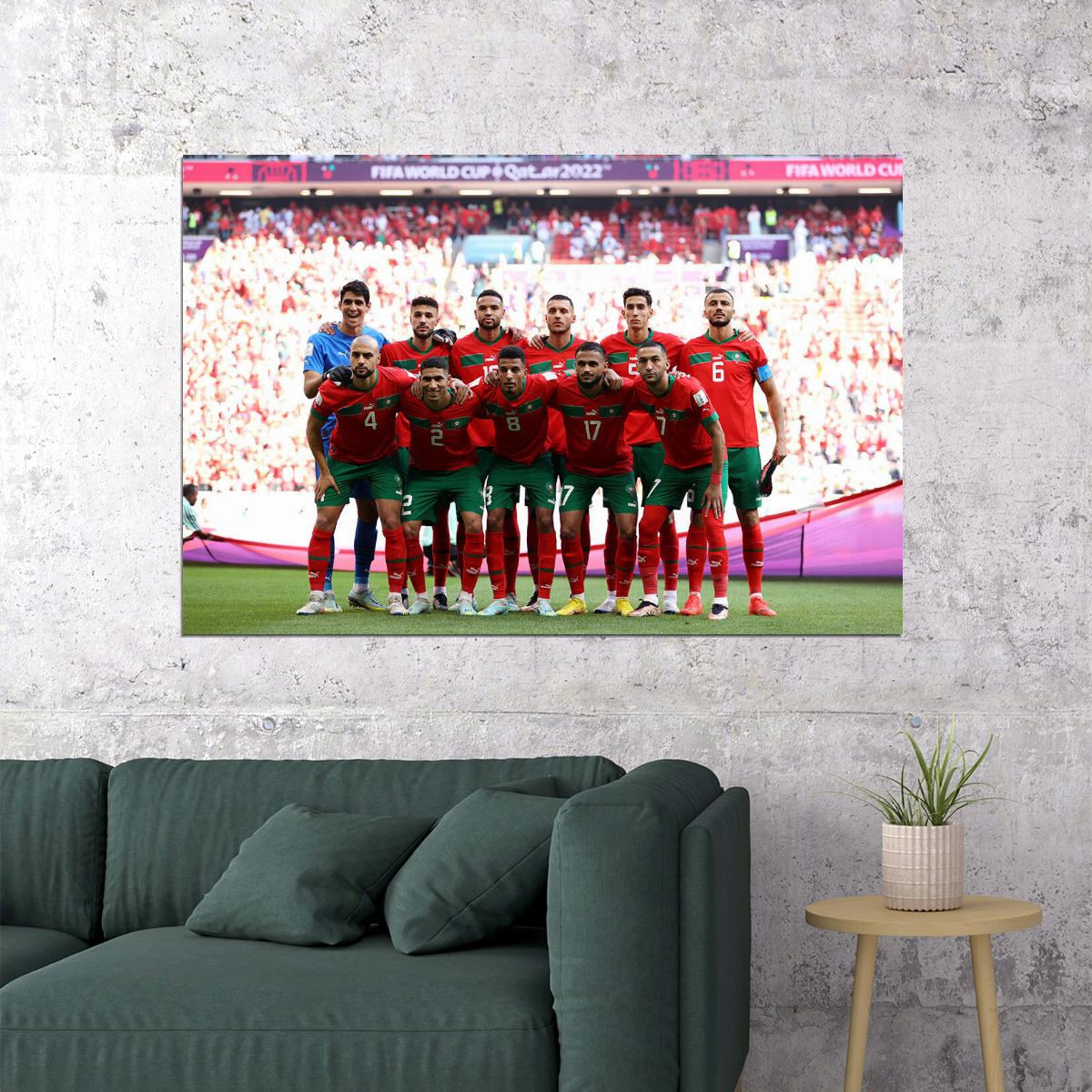 Morocco National Football Team World Soccer Fans 2022 Poster Wall Art Print Home Wall Decor - xonomax