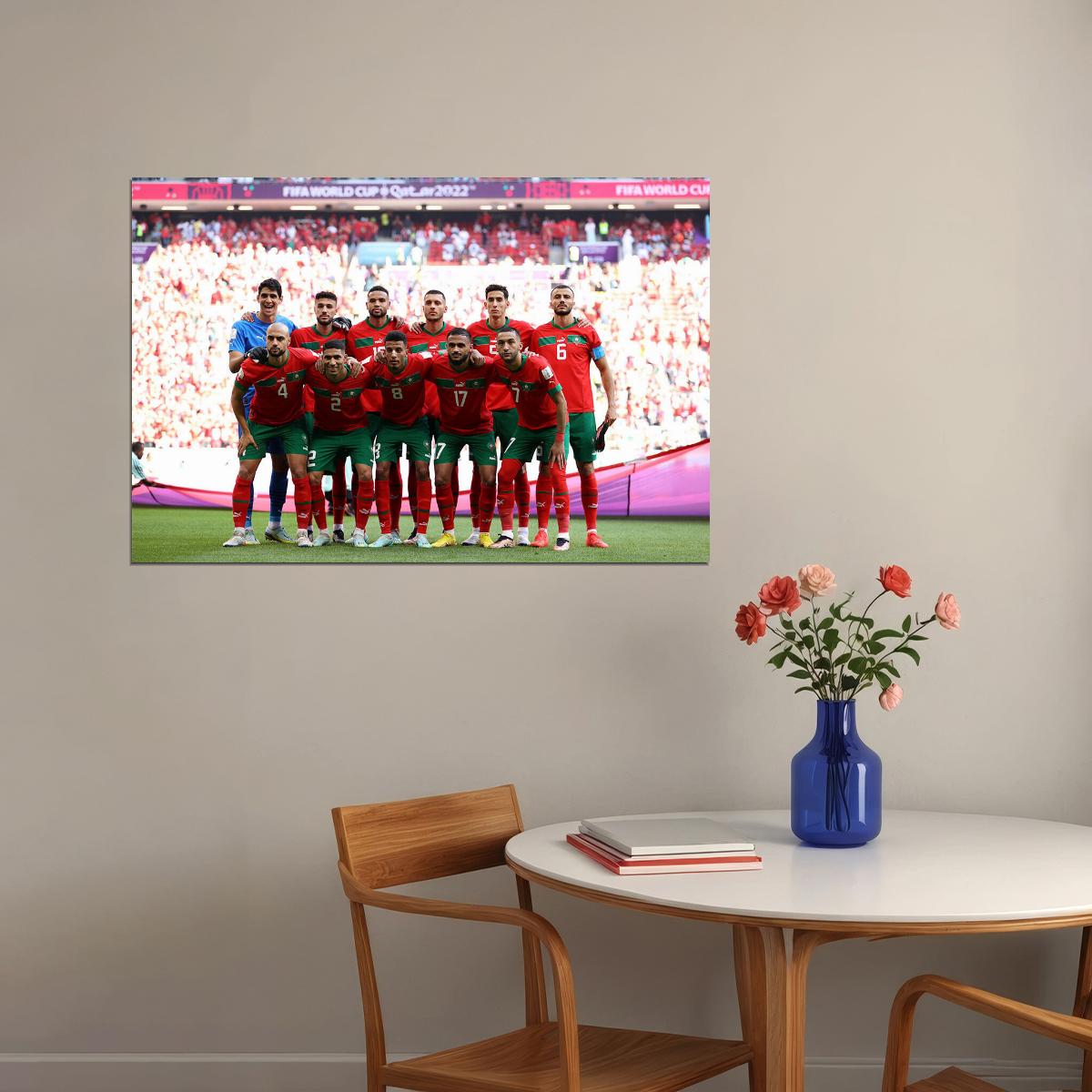 Morocco National Football Team World Soccer Fans 2022 Poster Wall Art Print Home Wall Decor - xonomax