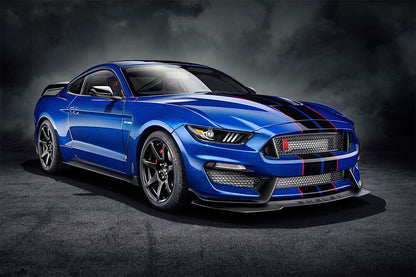 Ford Mustang Shelby Gt350 R Blue Car Poster Wall Art Print Home Wall Decor