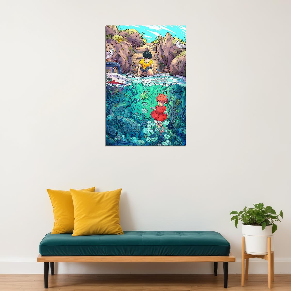 Ponyo Animated Anime Movie Animated Room Poster Wall Art Print Home Wall Decor