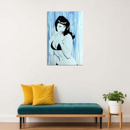 Bettie Page Cemetery Pumpkin Comic Book Poster Wall Art Print Home Wall Decor