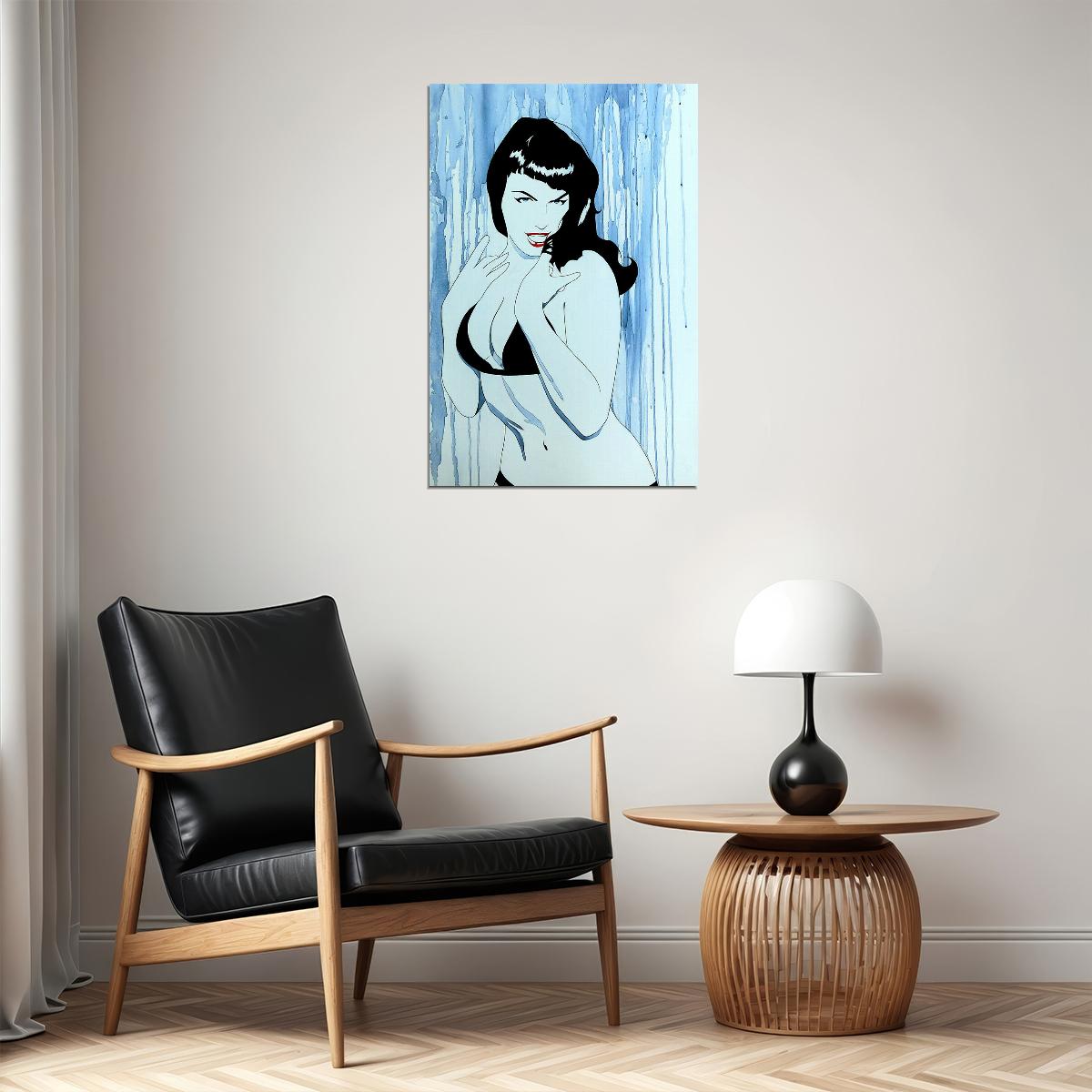 Bettie Page Cemetery Pumpkin Comic Book Poster Wall Art Print Home Wall Decor