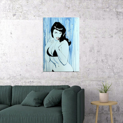 Bettie Page Cemetery Pumpkin Comic Book Poster Wall Art Print Home Wall Decor