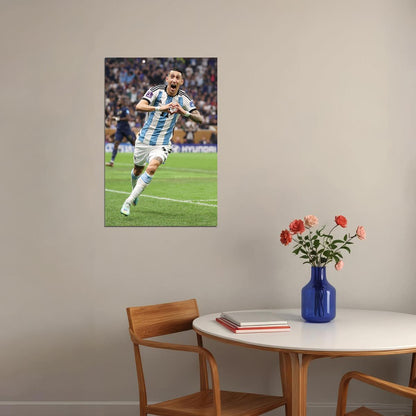 Di Maria Celebrating Goal Soccer 2022 Football Final Argentina Poster Wall Art Print Home Wall Decor