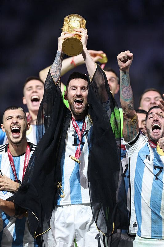 Lionel Messi Argentina Champions 2022 World Cup Soccer Trophy Poster Wall Art Print Home Wall Decor