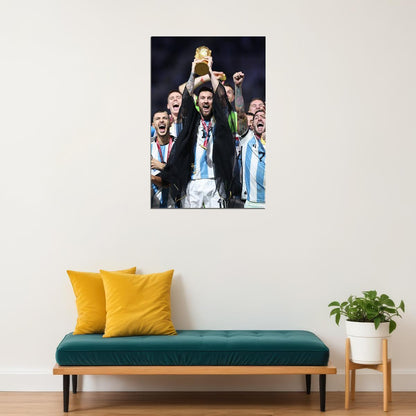 Lionel Messi Argentina Champions 2022 World Cup Soccer Trophy Poster Wall Art Print Home Wall Decor