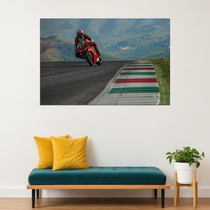 Ducati Racing Motorcycle Speed Race Track Poster Wall Art Print Home Wall Decor