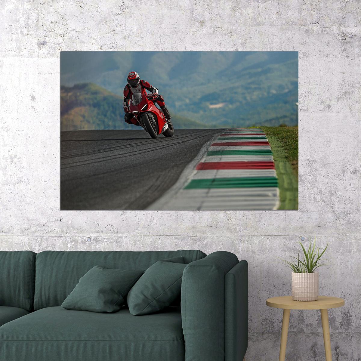 Ducati Racing Motorcycle Speed Race Track Poster Wall Art Print Home Wall Decor