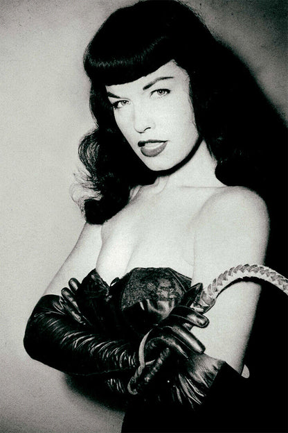 Bettie Page Black And White Close Up Poster Wall Art Print Home Wall Decor