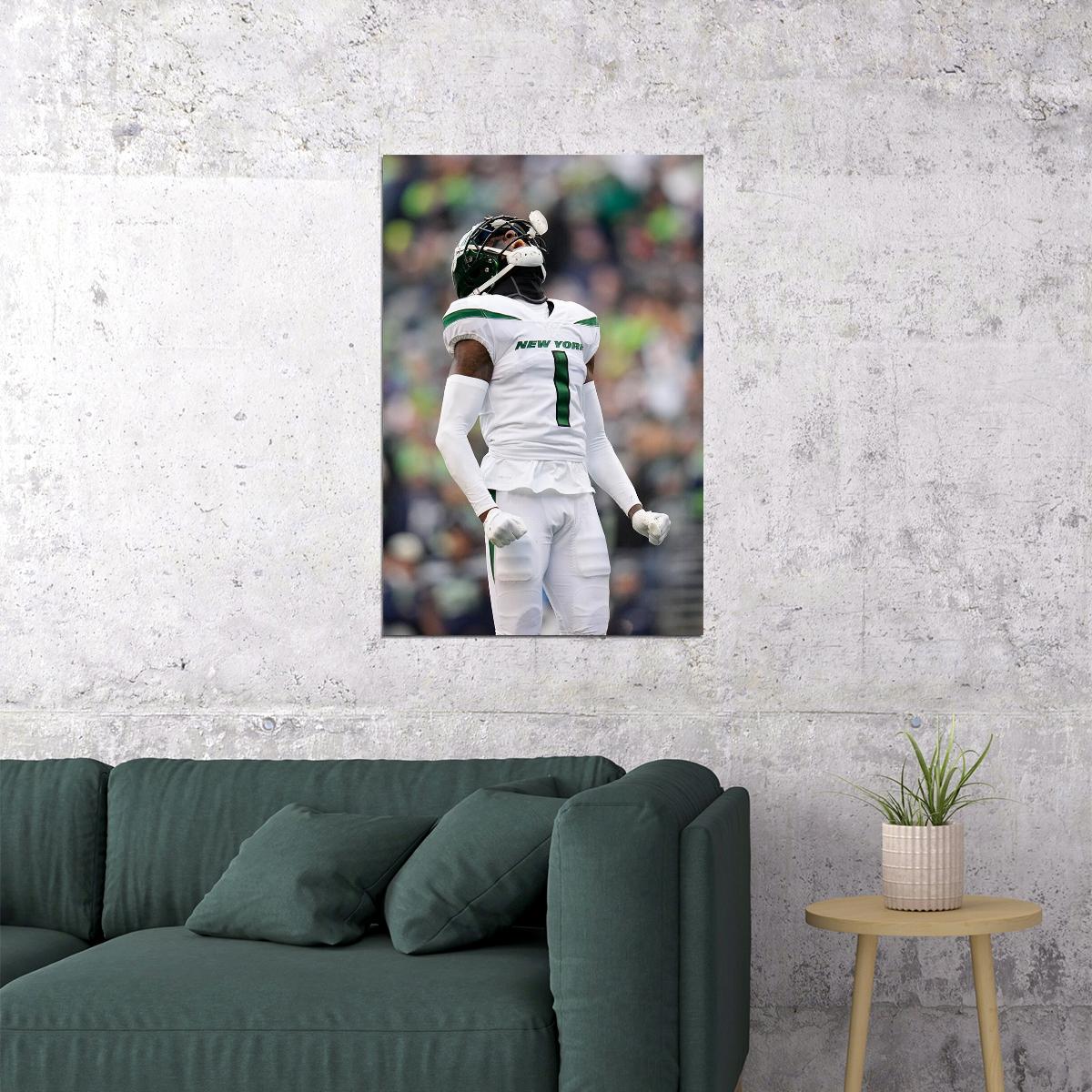 Sauce Gardner New York Jets American Football Player Poster Wall Art Print Home Wall Decor