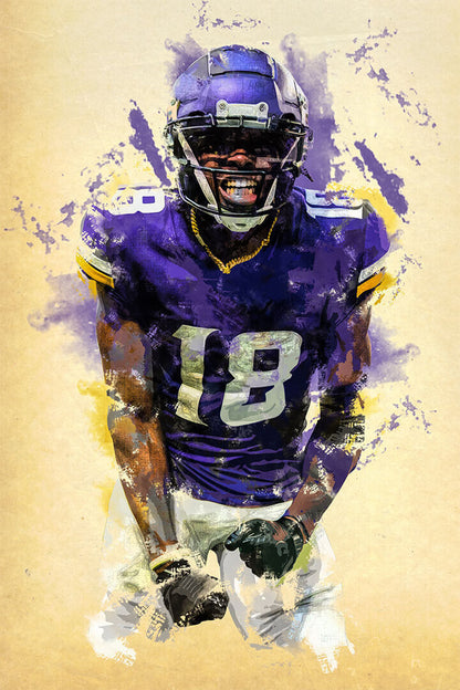 Justin Jefferson Minnesota Vikings American Football Poster Wall Art Print Home Wall Decor