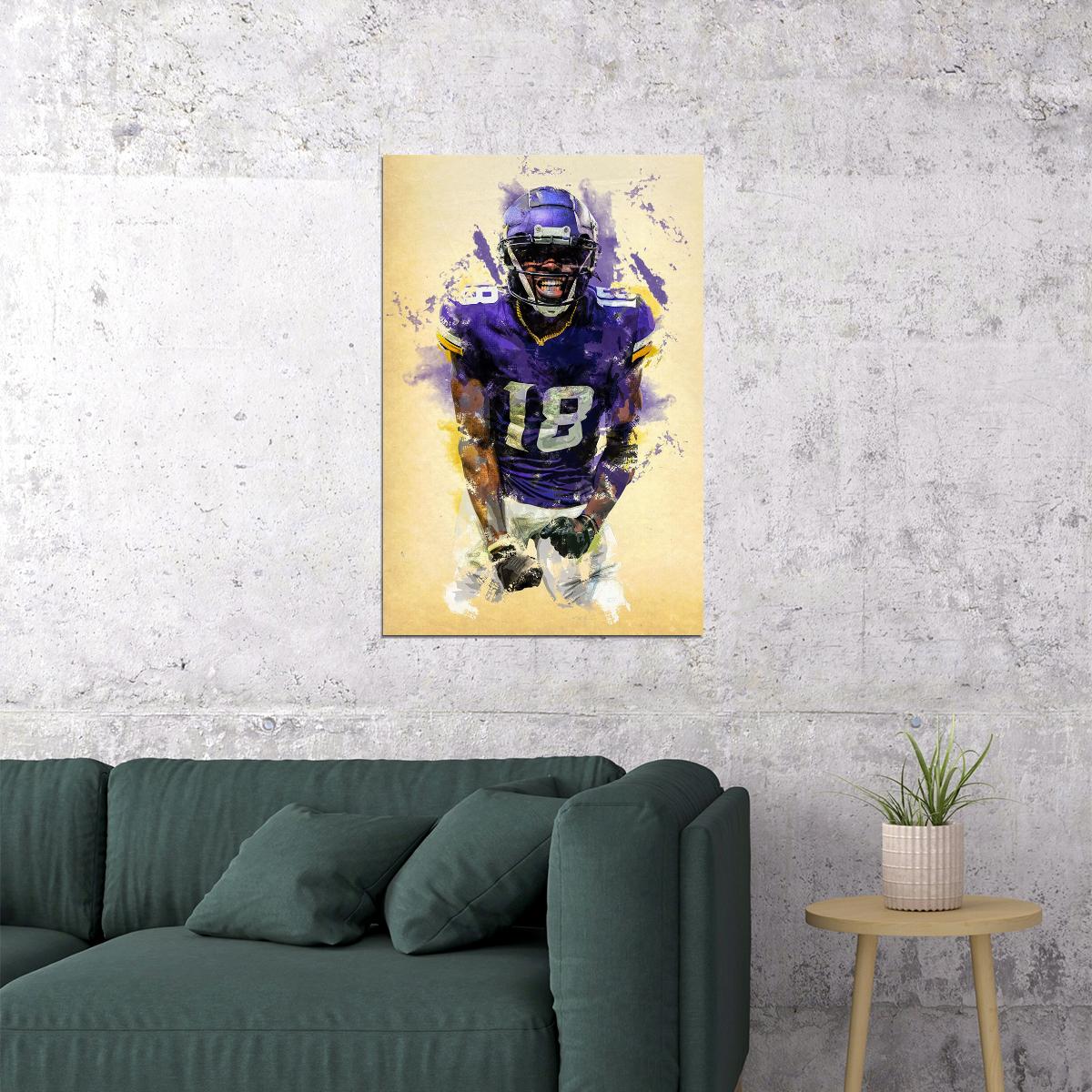 Justin Jefferson Minnesota Vikings American Football Poster Wall Art Print Home Wall Decor