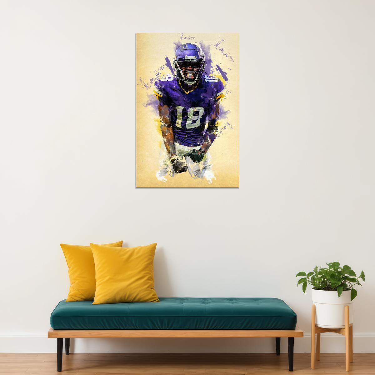 Justin Jefferson Minnesota Vikings American Football Poster Wall Art Print Home Wall Decor