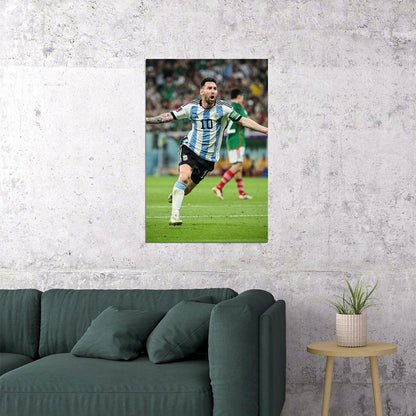 Lionel Messi Goal Celebration Argentina Sport Poster Wall Art Print Home Wall Decor