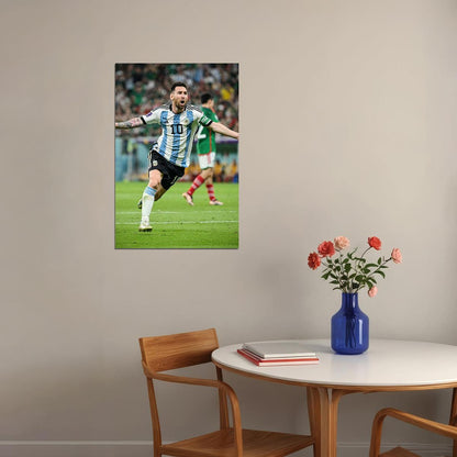 Lionel Messi Goal Celebration Argentina Sport Poster Wall Art Print Home Wall Decor